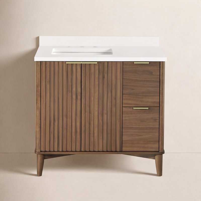 Gabi 36 in. Single Sink Bathroom Vanity, Warm Walnut