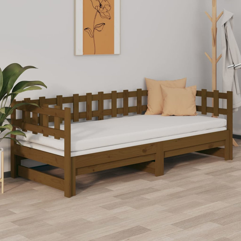 Solid Wood Daybed, Light Brown, 80 x 200 cm