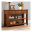 48'' Solid Pine Wood Top Console Table, Modern Entryway Sofa Side Table With 3 Storage Drawers And 2 Shelves. Easy To Assemble (Brown)-122210860-122210858