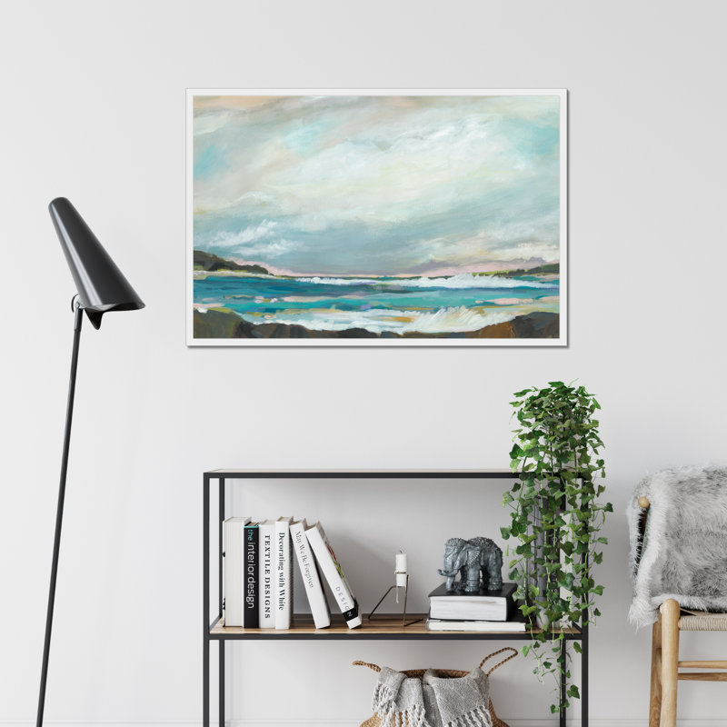 Seaside View III by Karen Fields - Painting, 65cm H x 95cm W, White Framed Paper Print
