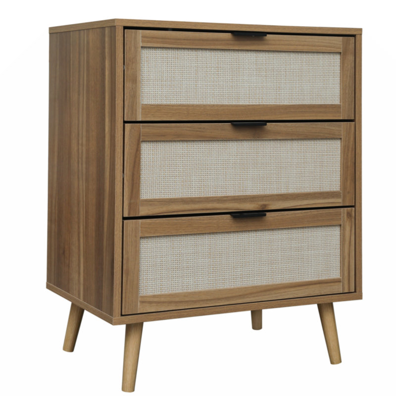 3-Drawer Nightstand, Walnut
