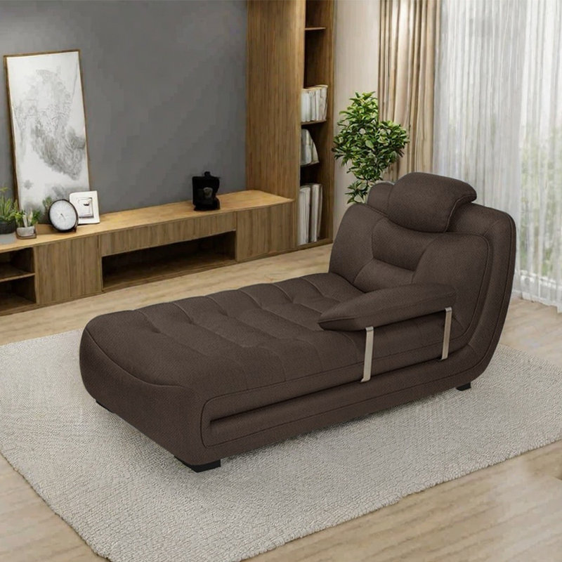 Fauteuil inclinable en coton et en lin à haute élasticité, Orienté à gauche (vu de face), Brun