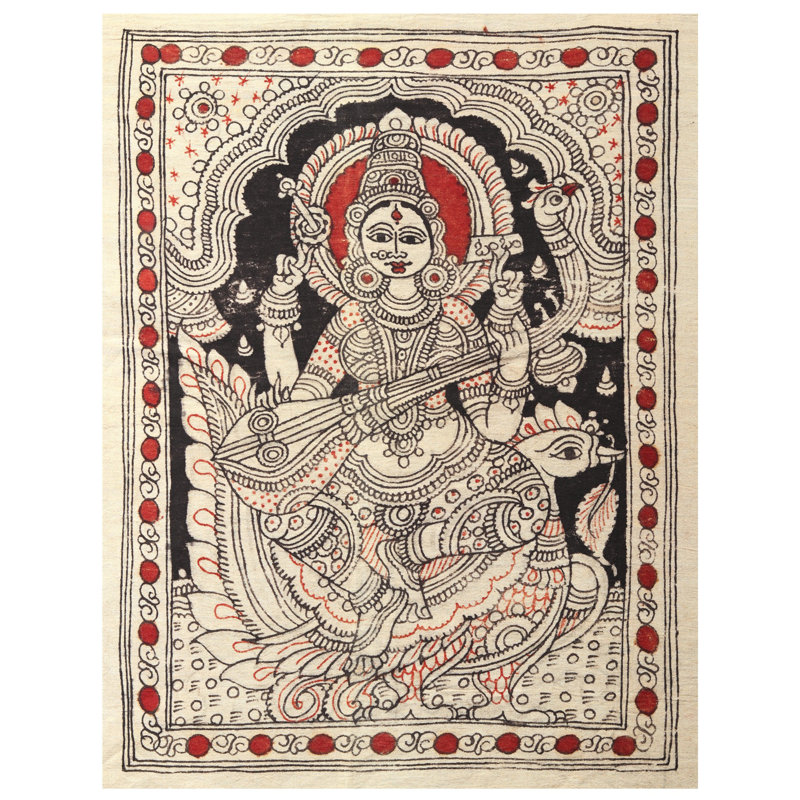 Déesse Saraswati | Kalamkari, peinture sur coton