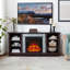 Meuble télé en faux bois avec console de divertissement moderne avec foyer ouvert 18 po, cerisier, l 58,31 po x P 15,39 po x H 26,06 po-790935075