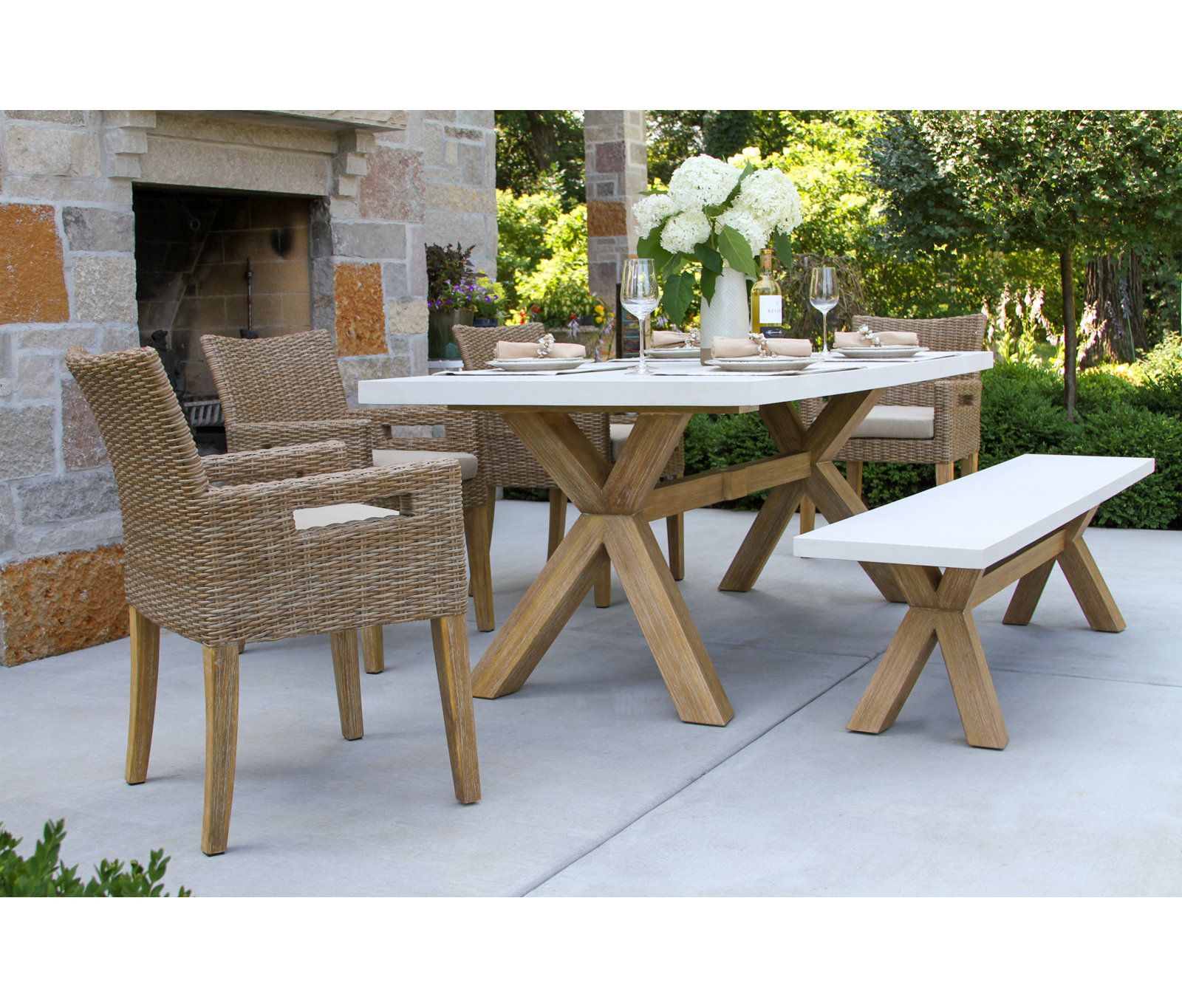 Fleur 74" Eucalyptus Patio Dining Set