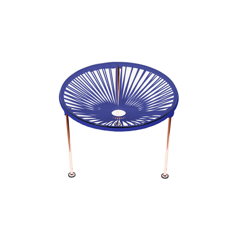 Zicatela Indoor Handmade Coffee Table, Copper, Deep Blue