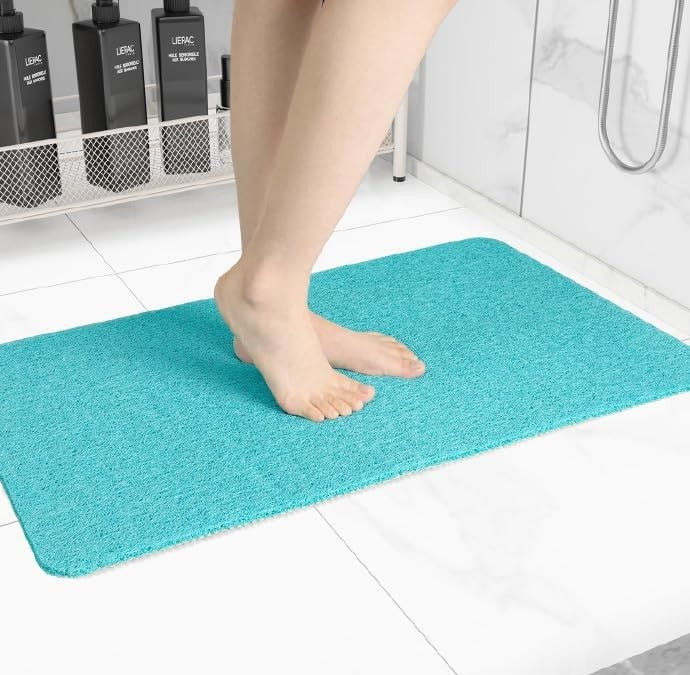 Tapis de douche antidérapant à séchage rapide, Turquoise Blue