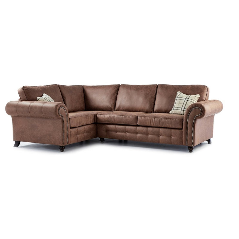 Denslowe 4 Seater Faux Leather Corner Sofa, Left Hand Facing