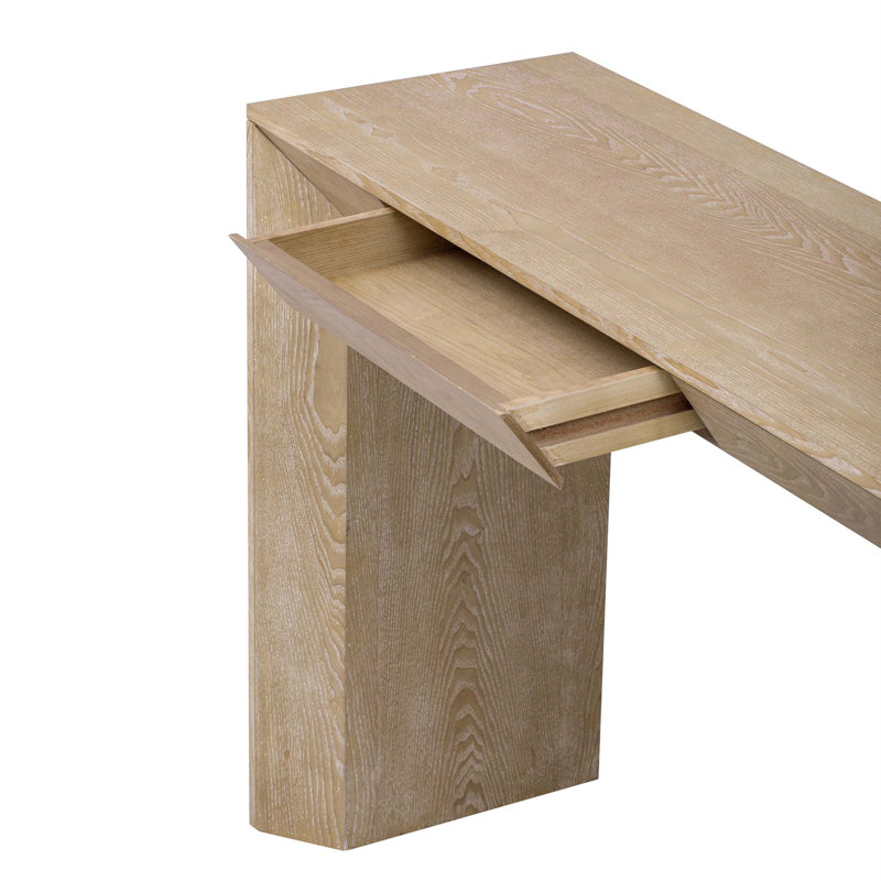 Console Marigold de 60 po de long, console d'appoint avec 2 tiroirs, Naturel