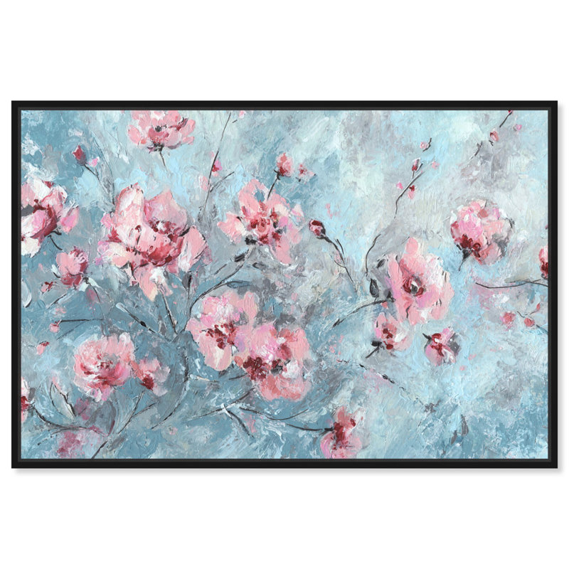 Bloom Season Pastel Abstract Canvas Art with Black Frame
