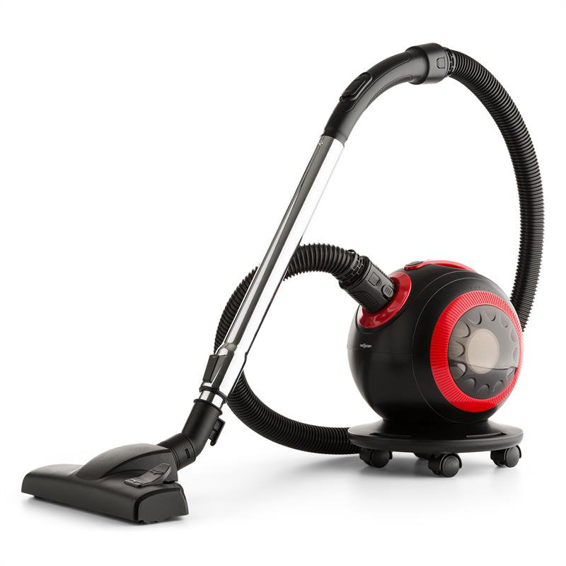 OneConcept Bagless Canister Vacuum, Black/Red