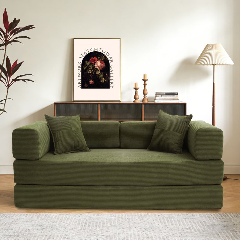 Canapé-lit pliable de 78 po, canapé-lit futon 4-en-1, canapé-lit convertible en mousse à mémoire de forme, canapé avec accoudoir de soutien pour le dossier du salon