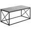 Table basse moderne moderne en stratifié gris avec support métallique noir
