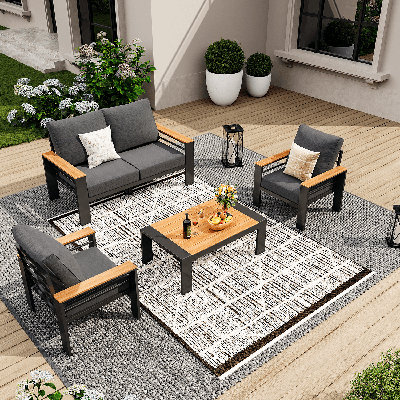 Aluminum Patio Conversation Set with Removable Cushions