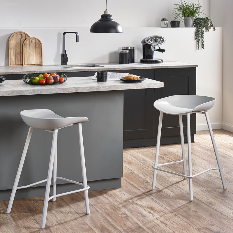 Dragan Counter Stool with Metal Frame, Grey