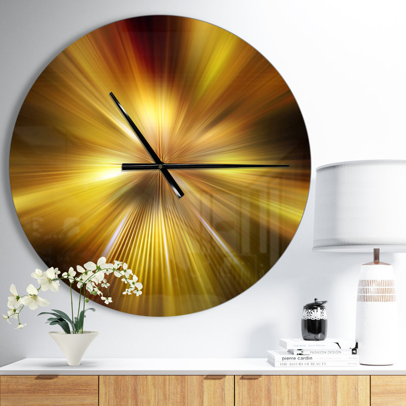 Explosion de teinte dorée - horloge murale moderne, Moyen