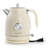 MegaChef 1.8 Quart Electric Tea Kettle and 2 Slice Toaster Combo in Gloss Cream