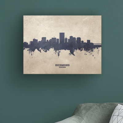 «Richmond Virginia Skyline Concrete» par Michael Tompsett, impression sur toile tendue
