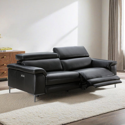 Jefferson Genuine Leather Power Reclining Sofa with Metal Legs