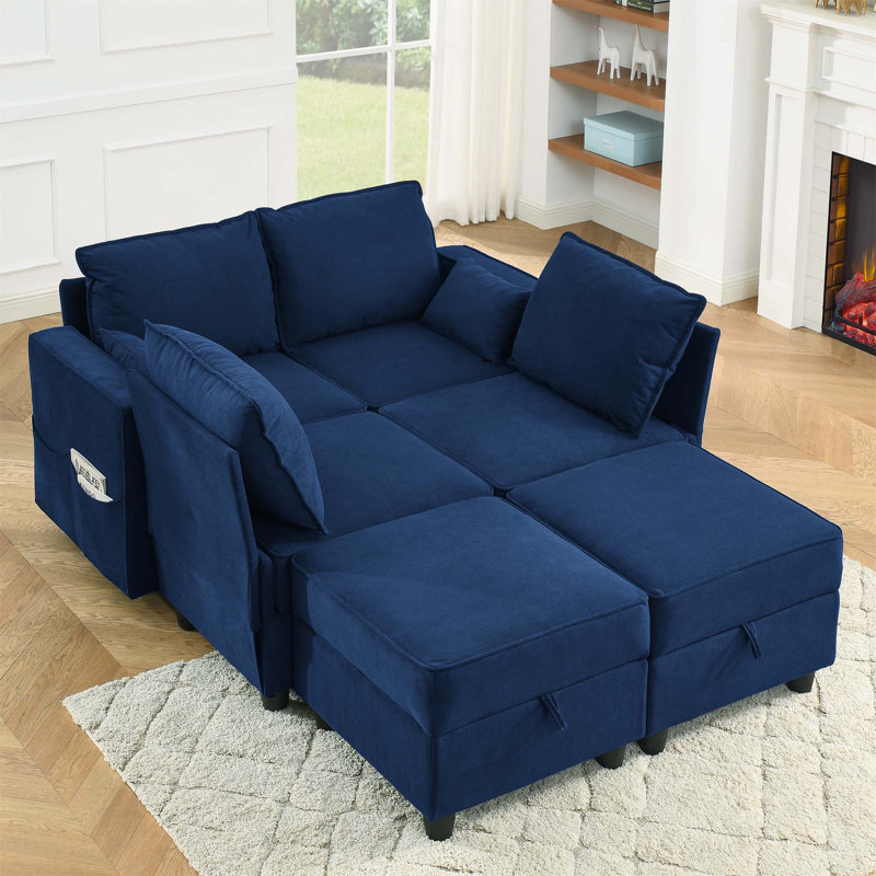 Accoudoir carré en velours 112,6 po Rozanne