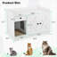 Enceinte de litière pour chat GO, meubles de litière cachés avec tapis de litière pour chat, table d'appoint pour chat avec tiroir, table d'appoint de style campagnard pour le salon, blanc