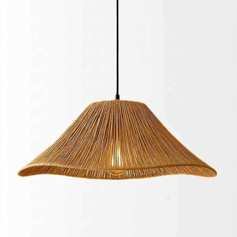 Wavy Brim Boho Woven Pendant Light Chandelier