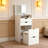 Dressing Table and Stool, 3-in-1 Multifunctional Dressing Table Set, Featuring Three-color Lighting Modes, HD Mirror, Two Sliding Drawers, and a Hidden Storage Stool-1544199701