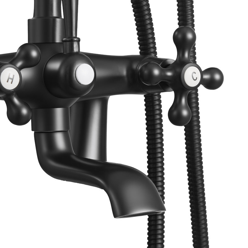 Clawfoot Tub Faucet, Deck Mount Bathtub Faucets with Handheld Shower, Vintage Oil-Rubbed Bronze Clawfoot Tub Filler Faucet Shower Kit with 360° Rotation Spout & 59-inch Long Hose for Bathtubs