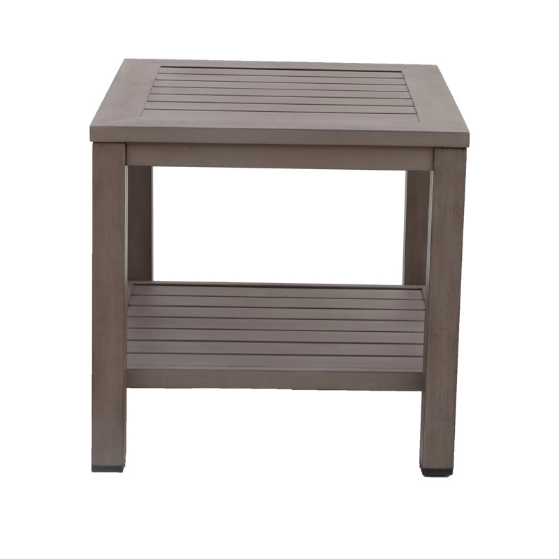 Rust - Table d'appoint en aluminium multicolore avec tablette, de forme carrée, l 23 po de largeur, profonde, 21,5 po de hauteur, 19 lb, idéale pour les déjeuners de patio et les réceptions, couleur, 23,68 po de profondeur, largeur, 22,11 po de hauteur,