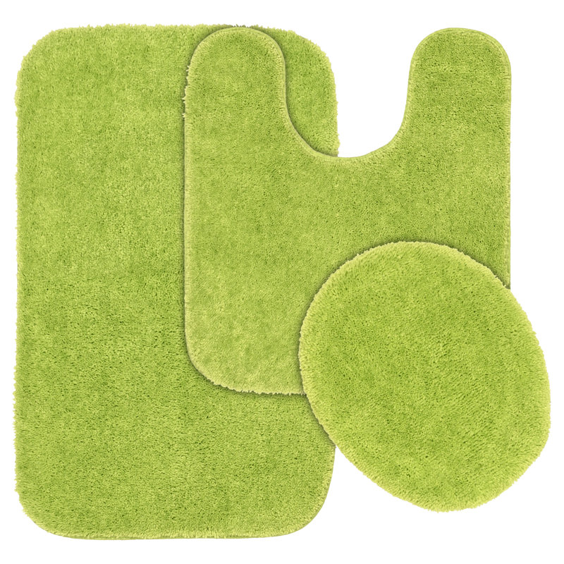 Mccluney 3 Piece Ultra Soft Bath Rug Set with Non-Slip Backing, Lime-Aid