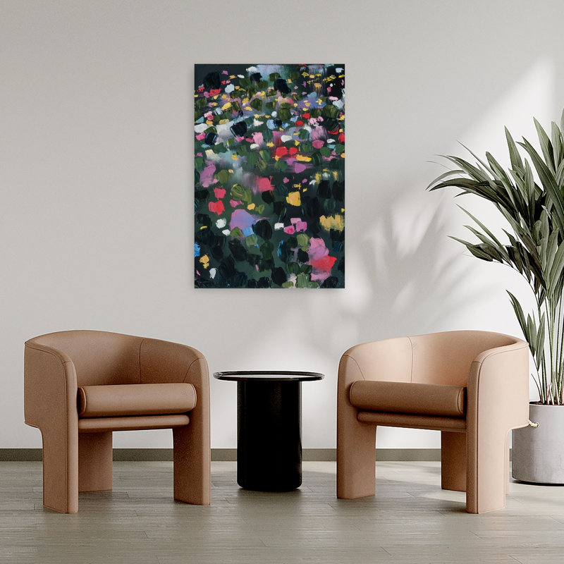 Jardin secret II, art floral abstrait, H 36 po x l 24 po