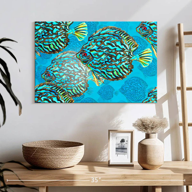 Brampt Turquoise Discus Fish, 16'' H x 24'' W