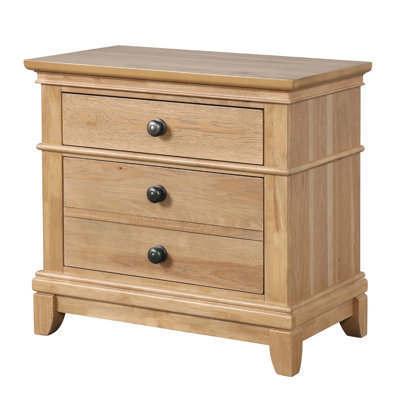 Lexa Nightstand With 3 Drawers, Farmhouse Natural Oak Brown