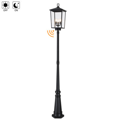 Lampadaire d'extérieur en aluminium 3 lumières H 91 "avec crépuscule à l'aube