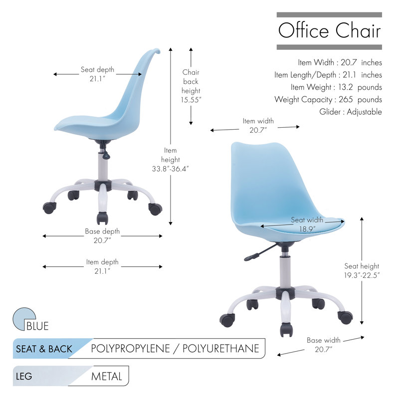 Chaise de bureau Beppina, Bleu