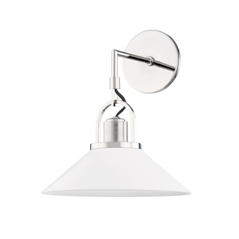 Syosset 1 Light Wall Sconce, Polished Nickel, Off-White