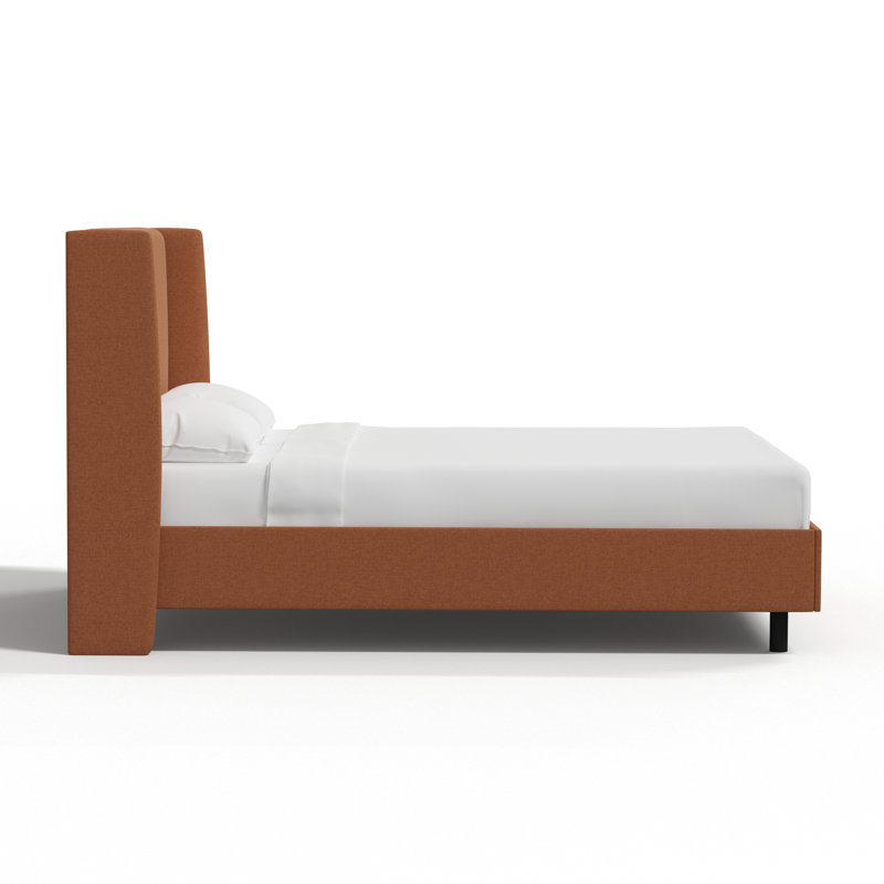 Anouschka Upholstered Wingback Bed, Twin, Linen Blush