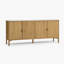 Buffet en bois massif olive 4 portes avec plateau en marbre de Carrare