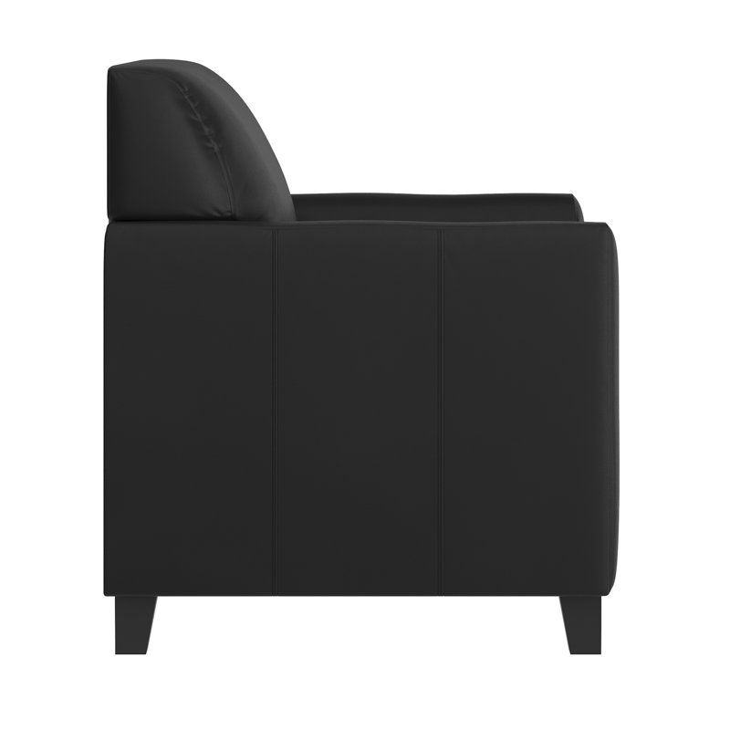 Eco-Friendly Black Leather & Wood Contemporary Armchair