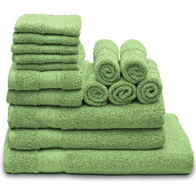 Jazlena 15 Piece Towel Set, 100% Cotton, Bath Sheet, 2 Bath Towels, 2 Hand Towels and 10 Washcloths