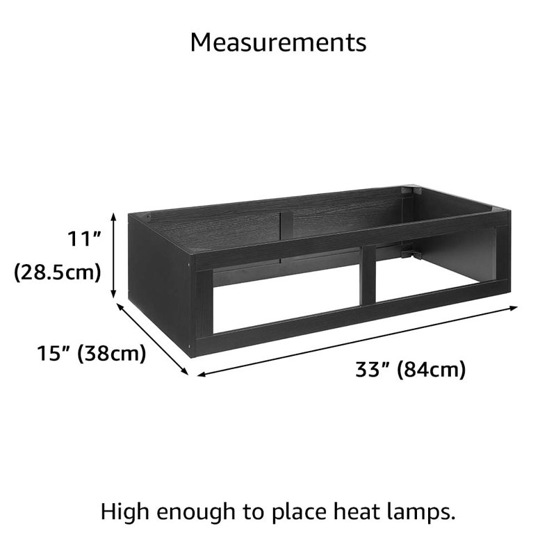 Reptile Enclosure Stacker, 11" H x 33" W x 15" D, Noir