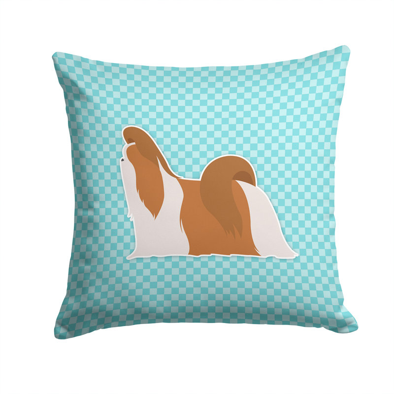 Coussin décoratif intérieur/extérieur shih tzu, H 14 po x l 14 po x P 3 po, Bleu