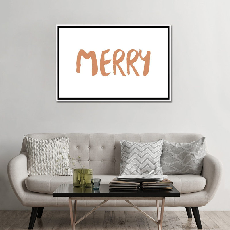 « Merry » par Orara studio-impression d’art textuel, Pas de tapis, H 32 po x l 48 po x 1,5 po, Toile blanche encadrée