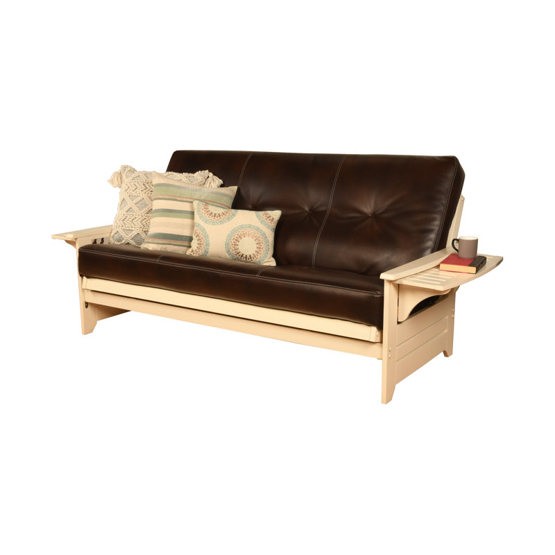 Futon double avec matelas Stratford, Brun java, Blanc antique, Ressorts ensachés de qualité supérieure