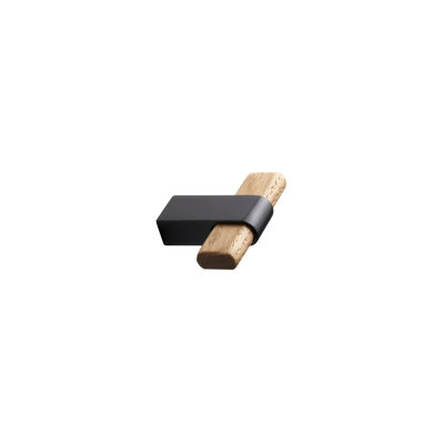 Oak Wood and Black Lacquered "Crossing" 1-15/16" T-Knob