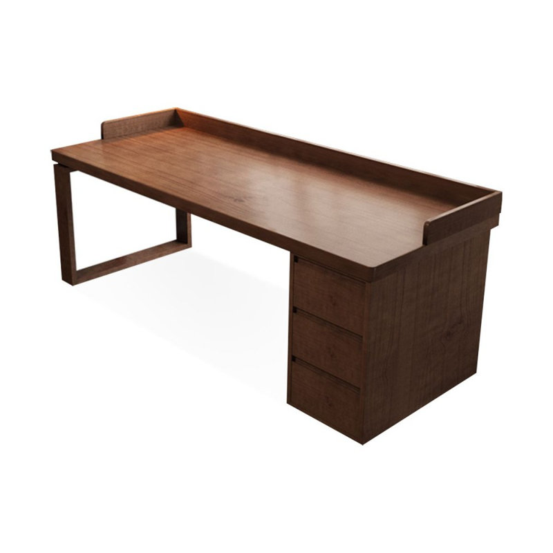 Bureaux rectangulaires en bois massif noyer, Retour à droite, H 29,53 po x l 86,61 po x P 27,56 po