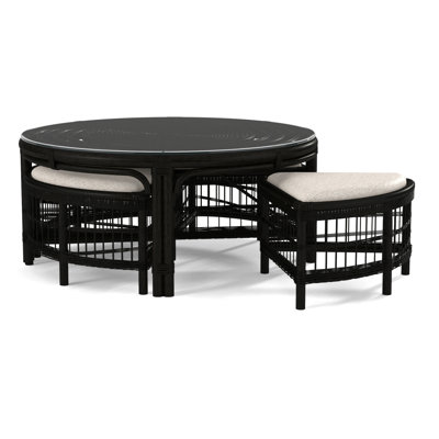 Raffles Rattan Cocktail Table with Benches