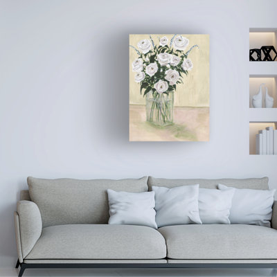 Roses pâles sur toile