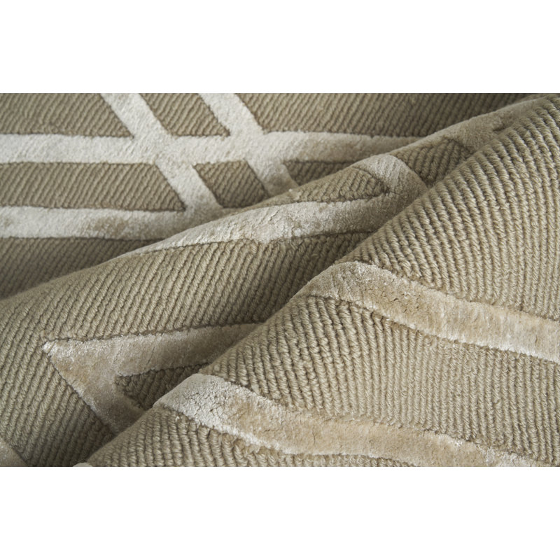 Metro-Velvet Geometric Area Rug in Light Beige, Rectangle 12' x 15'