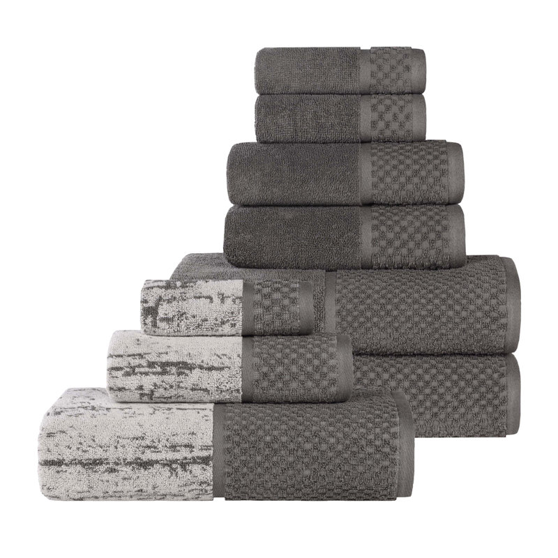 Ensemble de serviettes 9 pièces Lodie, Gris anthracite / Argent